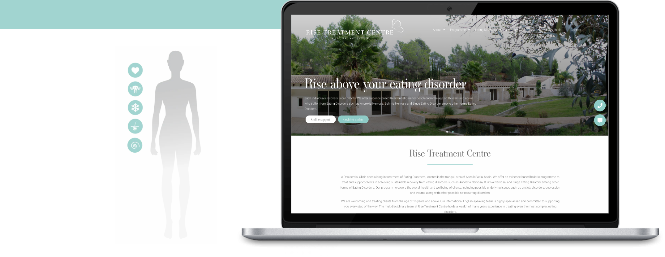 rise treatment centre website design the dare company
